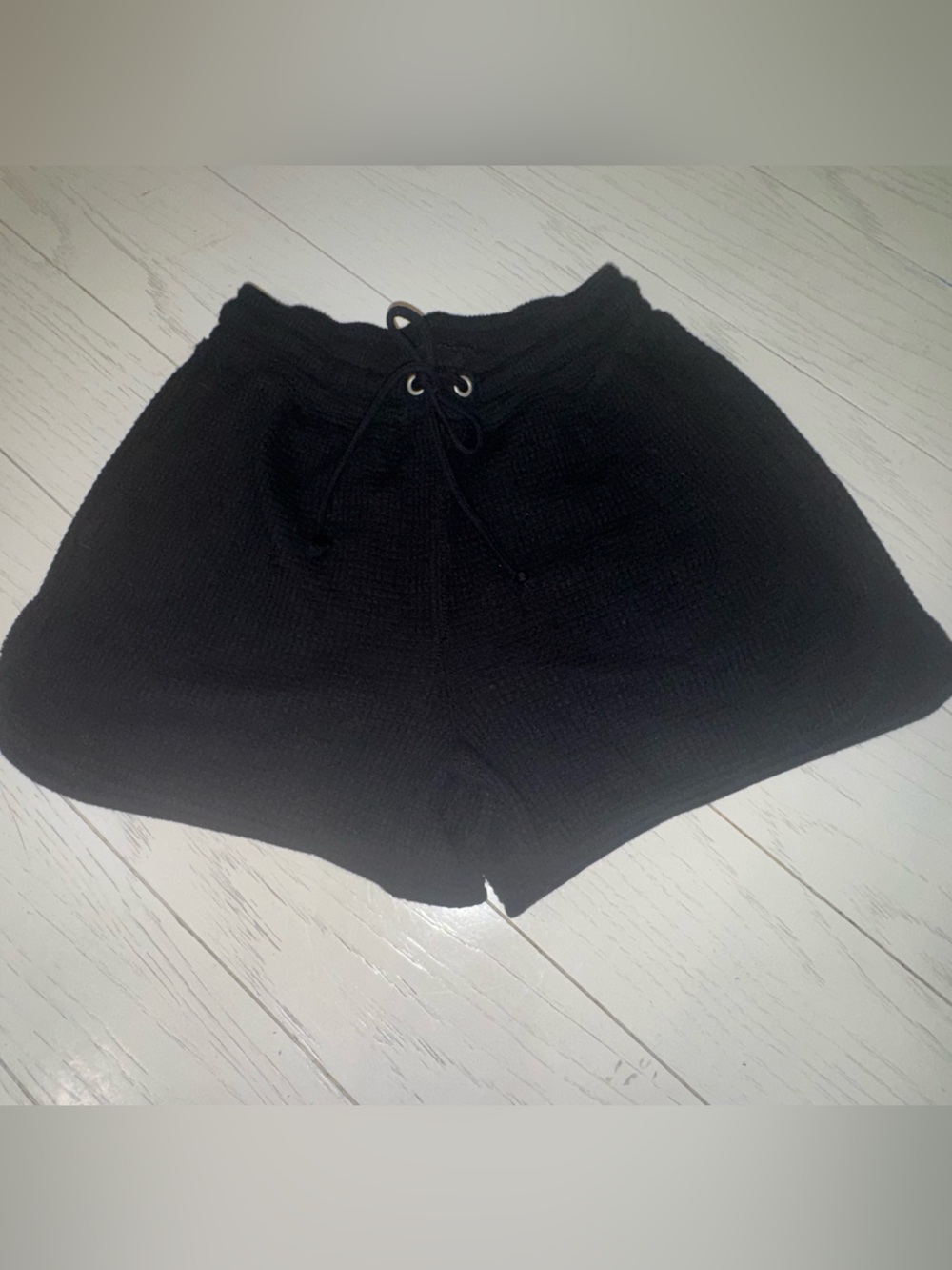 aerie Black Ribbed Drawstring Crop Top